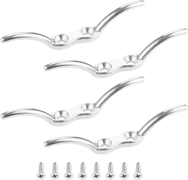 Yetaha 4Pcs Metal Deck Dock Cleats, 4 Inches Stainless Steel Hardware Rope Cleat Mooring, Heavy Duty Rope Cleat for Boat Marine Decor - Image 1